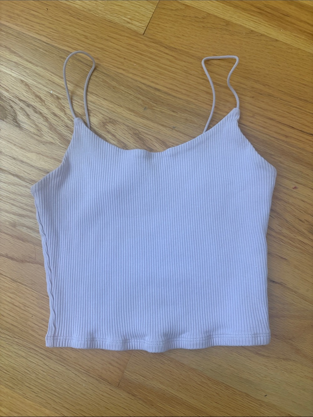 GARAGE Ribbed Spaghetti  Strap Crop Tank Top - Light Lavender